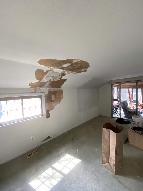 Water-Damaged Ceiling Repair — before