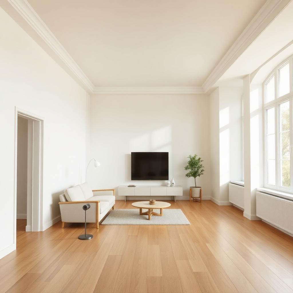 Warm finished interior with clean plaster wall texture
